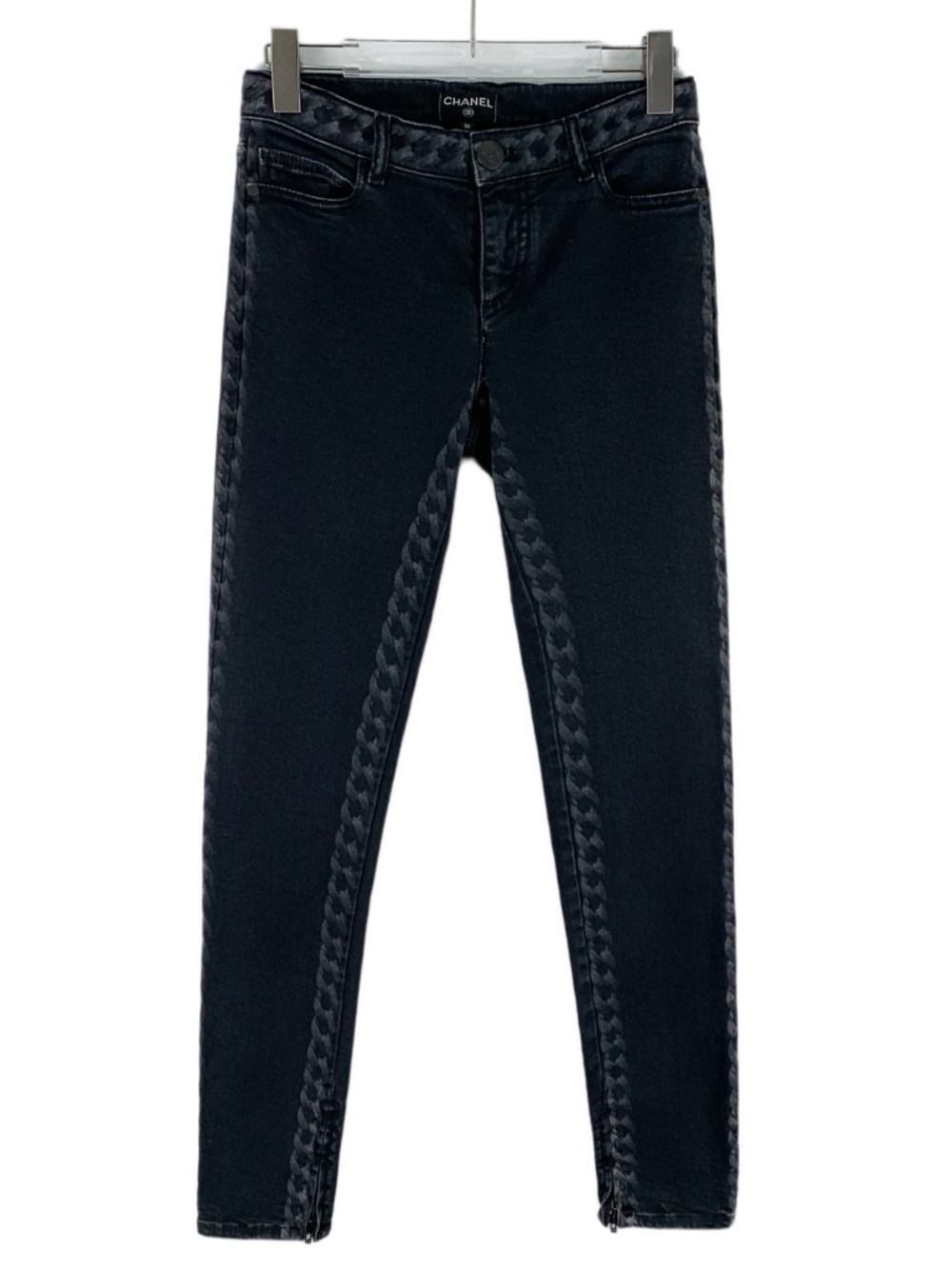 Chanel Black Cotton Casual Jeans with Braided Trim